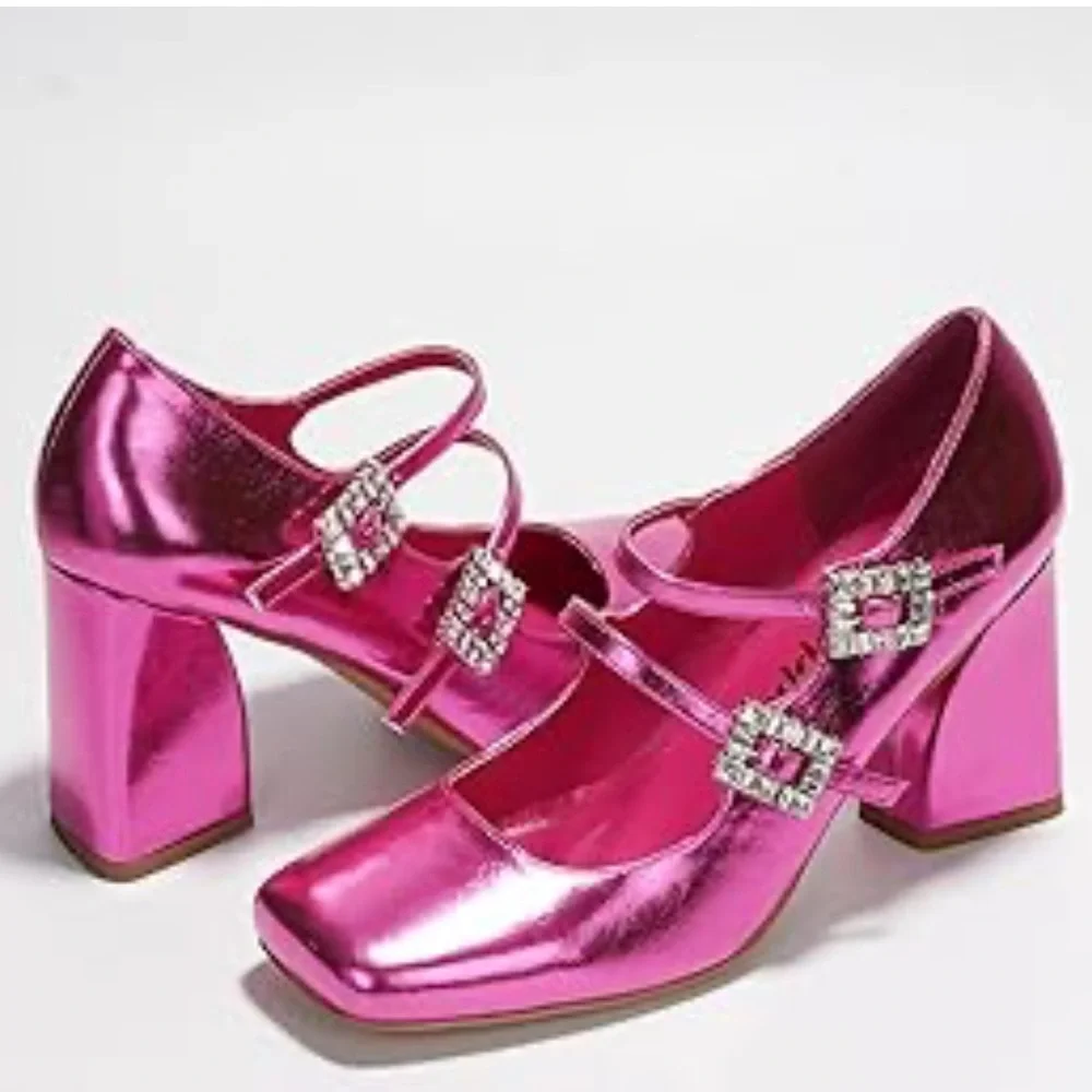 •CAPE ROBBIN• “Selina” Double Strap Mary Jane Heels - Pink // NIB